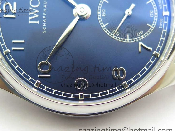 MIROTIME 0519 TimelessDesign Portuguese IW358304 ZF 1:1 Best Edition SS Blue Dial on Leather Strap A 7078